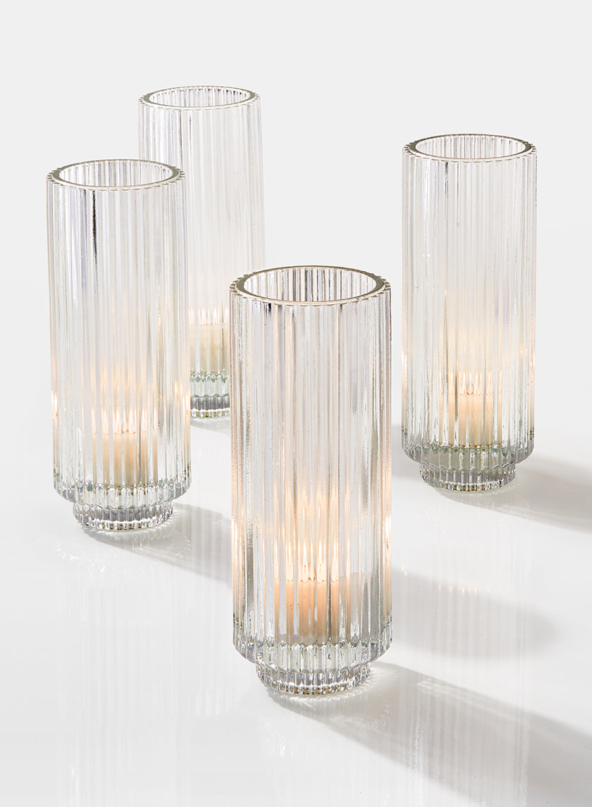 6  1/4in Pleated Glass Votive Holder