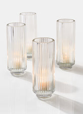 6  1/4in Pleated Glass Votive Holder