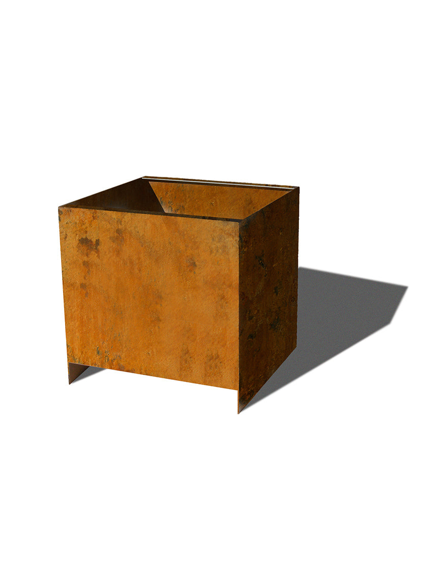 True Square, 16in Corten Steel Cube Planter