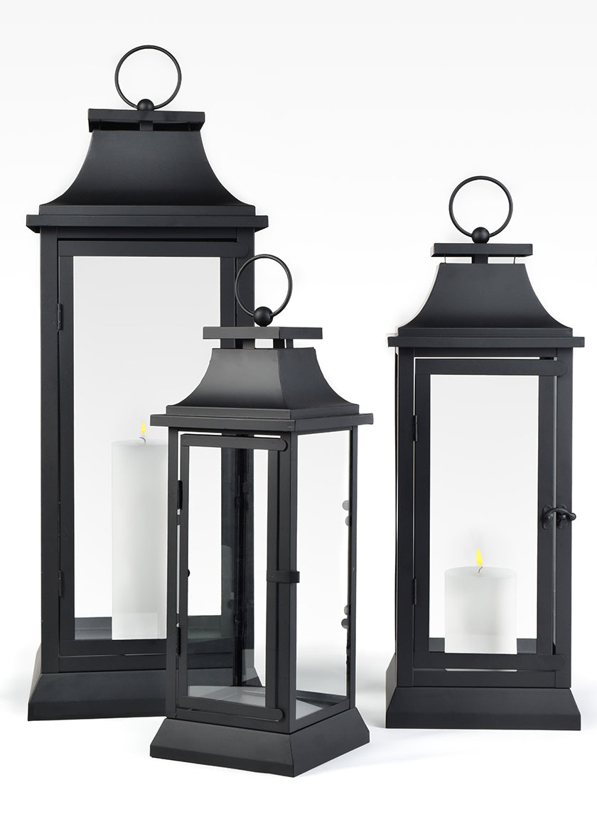 15in, 20in, &amp; 25in Black Hampton Lanterns