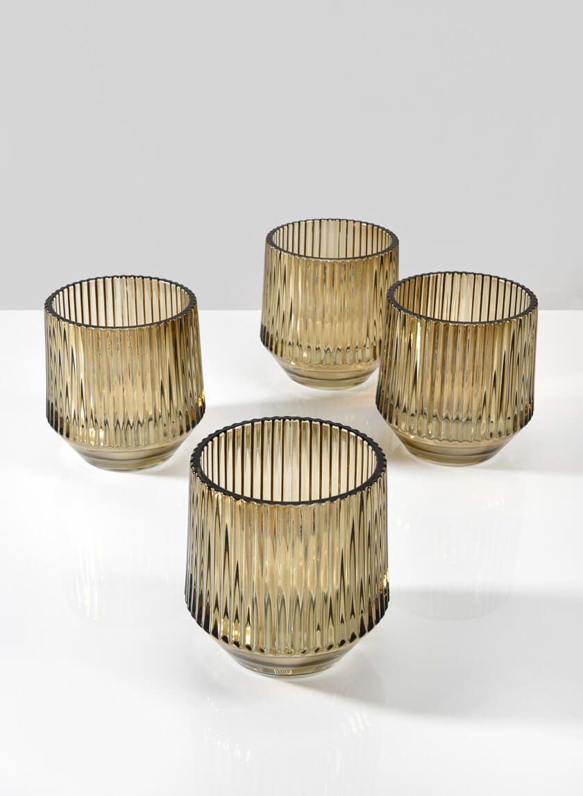 Ola Large Pleated Glass Candleholder