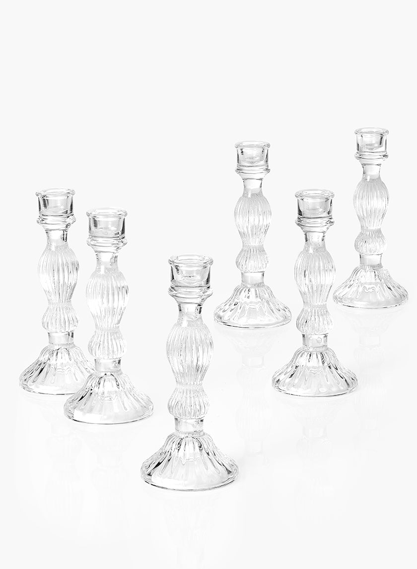 8in Optical Glass Candlestick