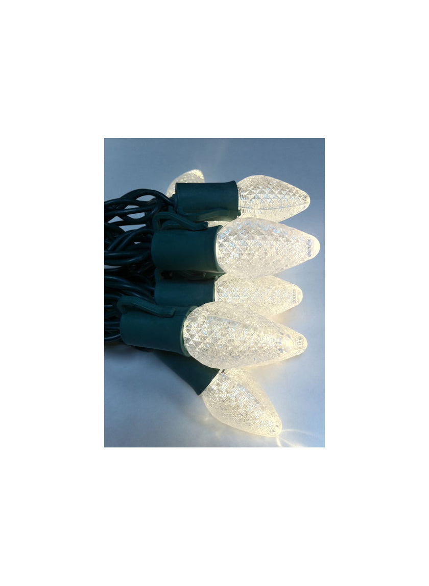 35 Soft White C7 L.E.D. Light Set on Green Wire