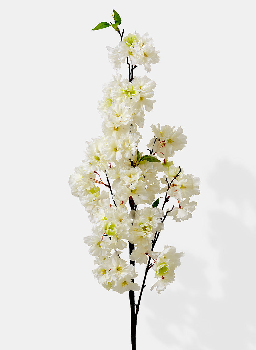 48in White Cherry Blossom Spray