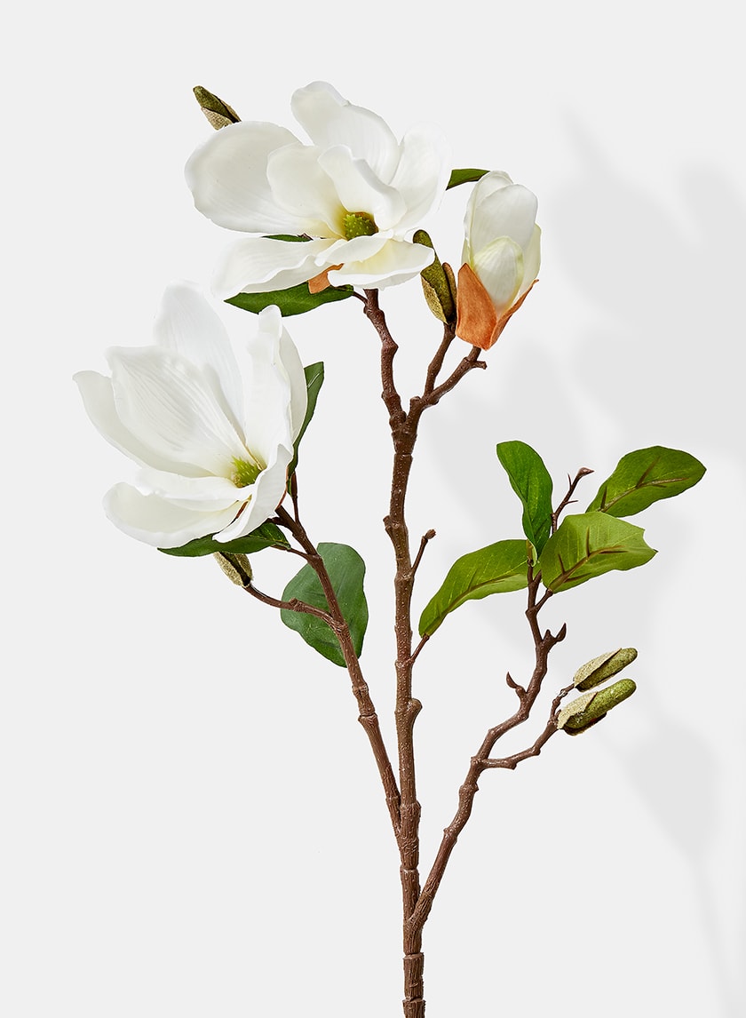 28in White Artificial Magnolia Spray