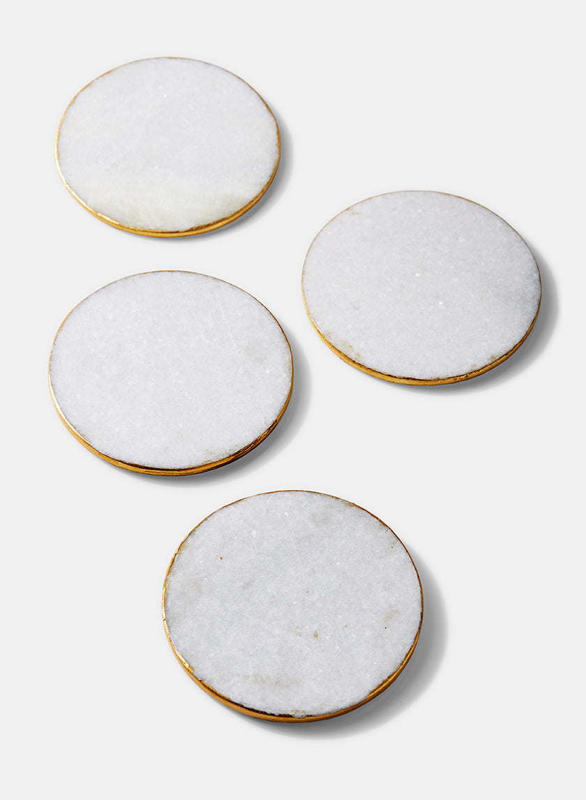 4in Marble Coaster with Gold Edge