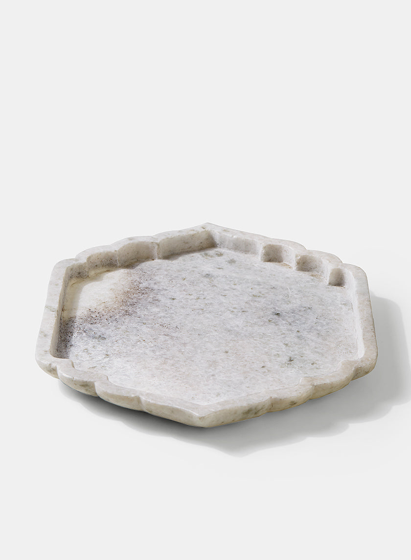 12in Taj Mahal White Marble Tray