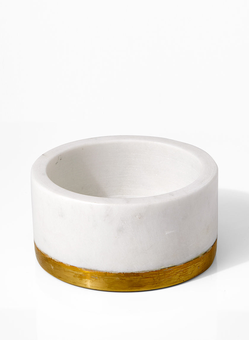 White Marble Bowl With Brass Ring