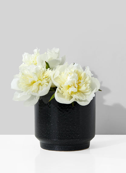 5in Round Black Ceramic Vase