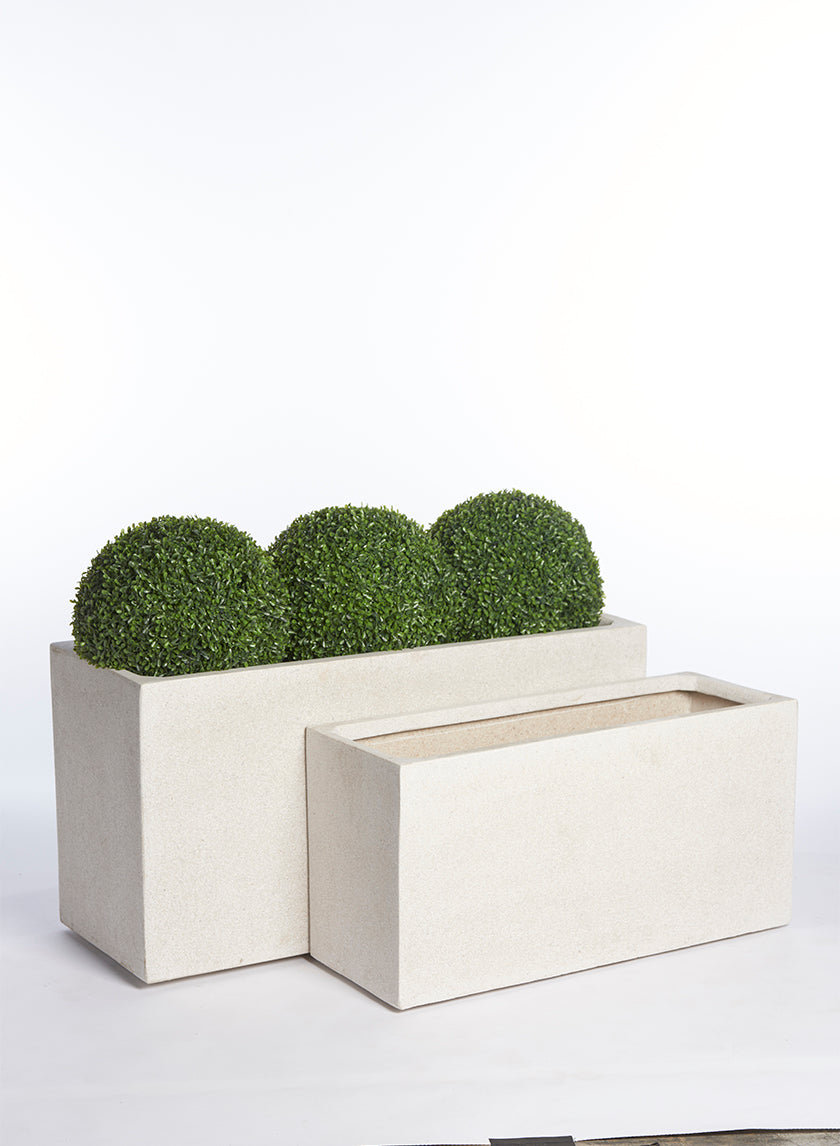 White Poly-Terrazzo Rectangular Planters