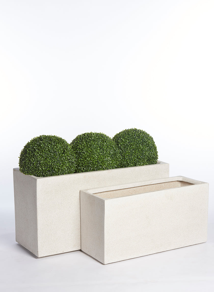 White Poly-Terrazzo Rectangular Planters