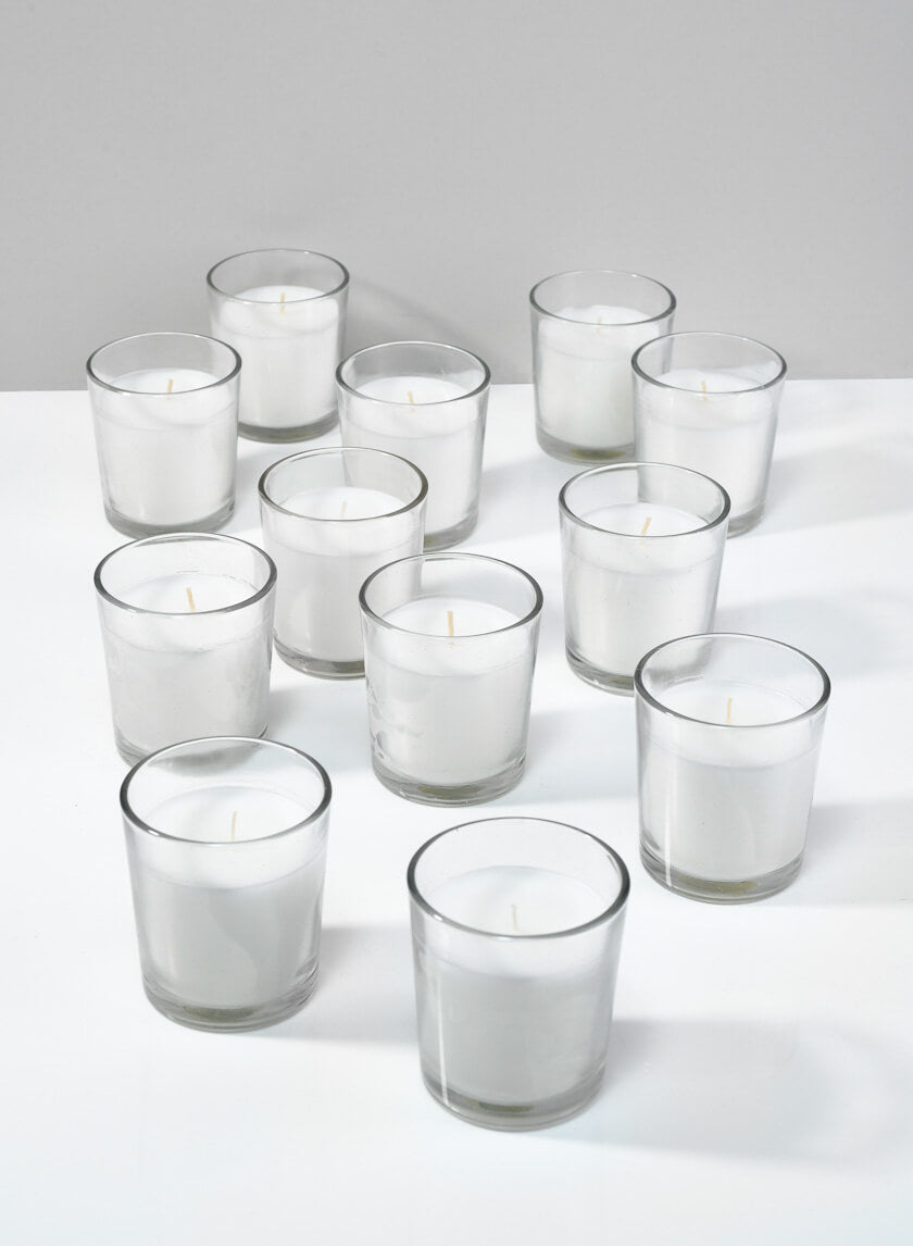 24-Hour White Votives In Clear Glass