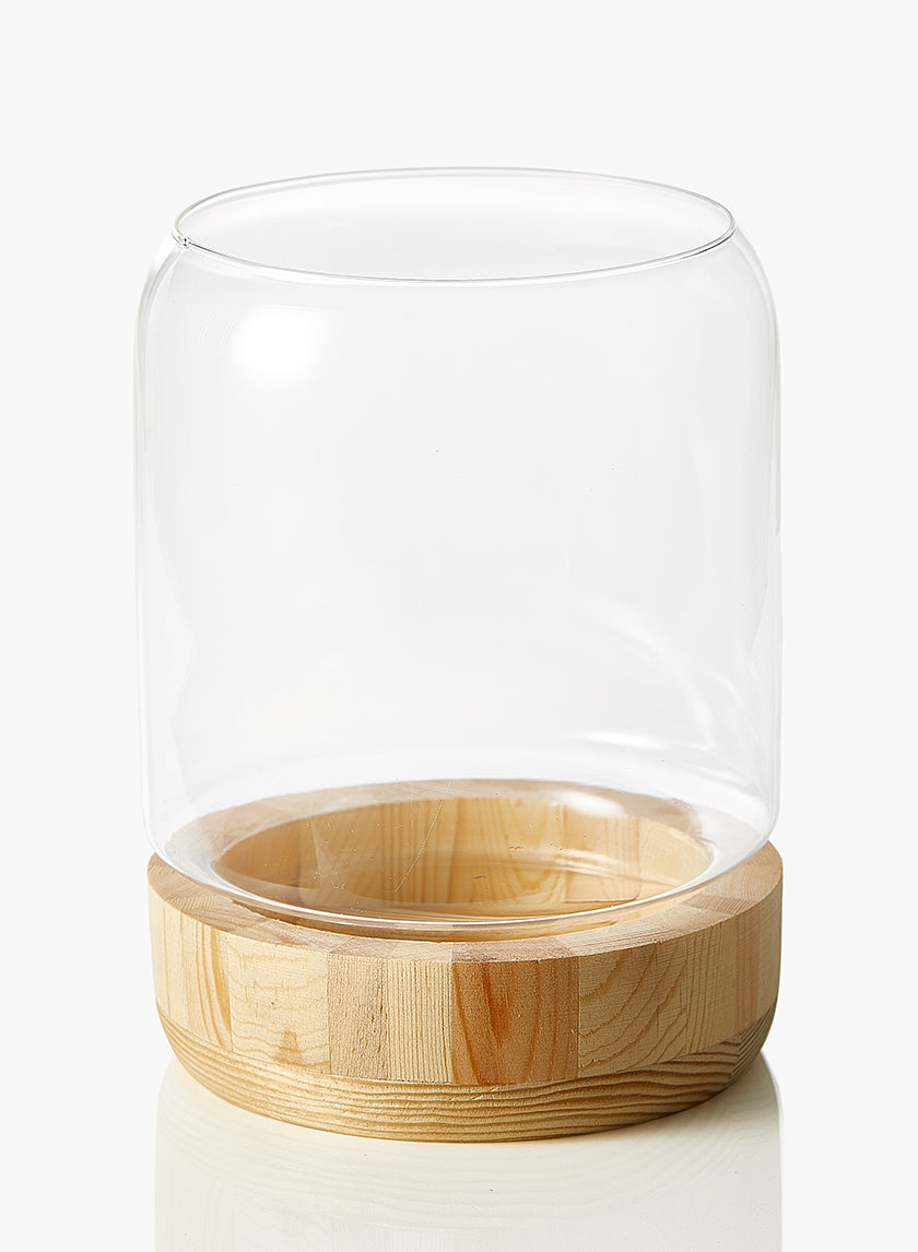 Wood Base Candle Hurricane