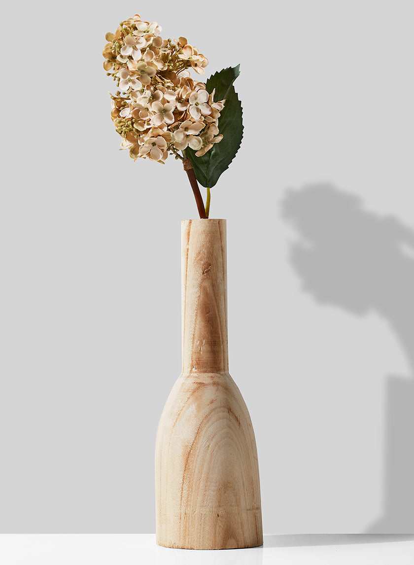 14in Paulownia Wood Bottle Vase