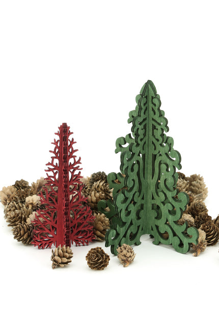 Red &amp; Green Laser Wood Christmas Trees